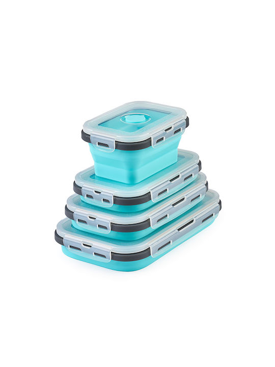 Microwave Silicone Lunch Box Blue 4pcs