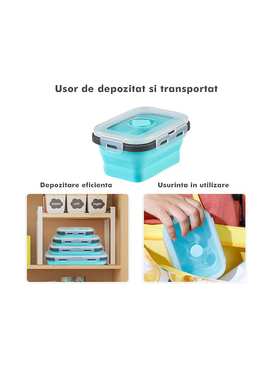 Microwave Silicone Lunch Box Blue 4pcs