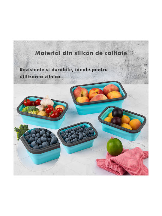 Microwave Silicone Lunch Box Blue 4pcs