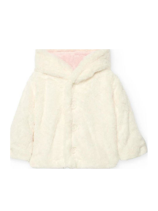 Kinderstrickjacke Baumwolle mit Kapuze Pink