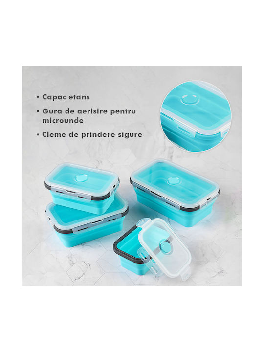Microwave Silicone Lunch Box Blue 4pcs