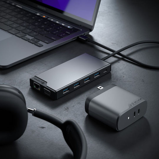 Alogic 12-in-1 USB-C Docking Station with HDMI 4K PD Ethernet and Support for 3 Monitors Gray
