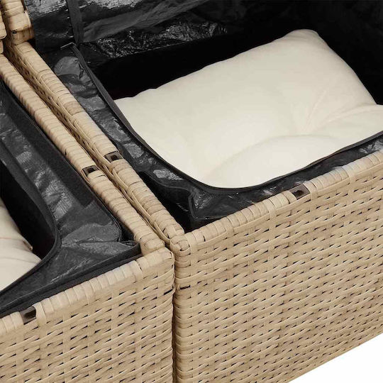 vidaXL Garden & Outdoor Furniture Set Living Room 9 Pieces Beige with Pillows