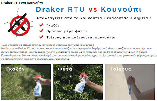 Gemma Draker Rtu Υγρό για Κατσαρίδες / Ακάρεα / Κοριούς / Κουνούπια / Μυρμήγκια / Μύγες / Ψύλλους 1000ml Χωρίς Άρωμα