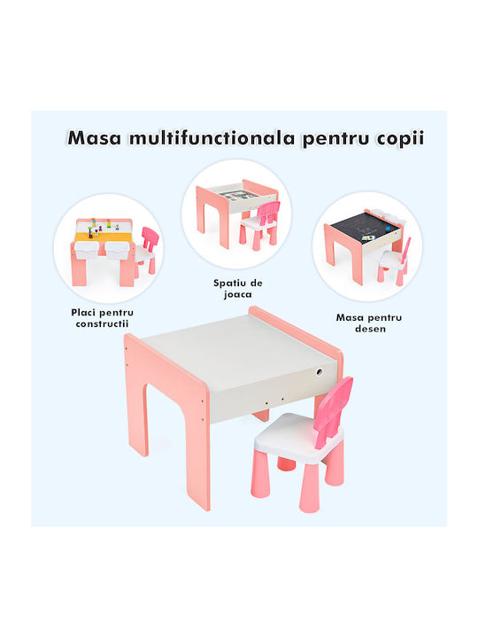 Set Masă cu Scaune pentru Copii pentru Desen Roz