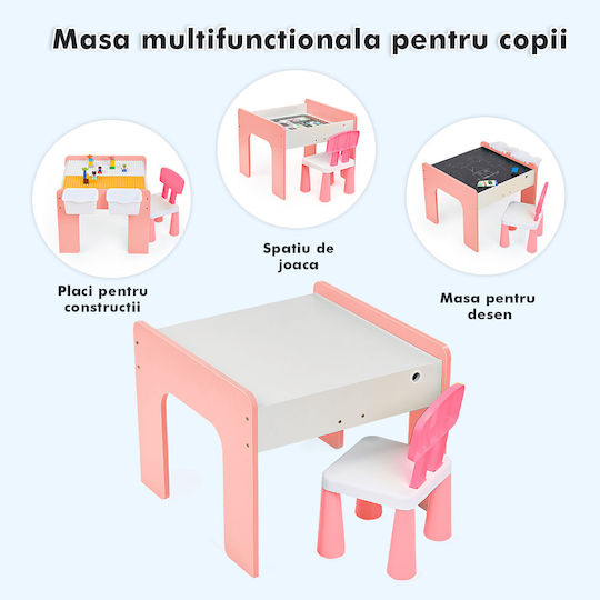Set Masă cu Scaune pentru Copii pentru Desen Roz