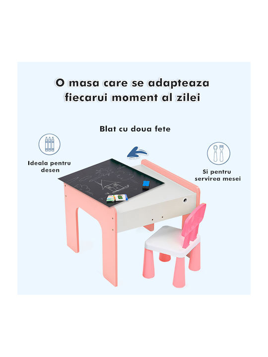 Set Masă cu Scaune pentru Copii pentru Desen Roz