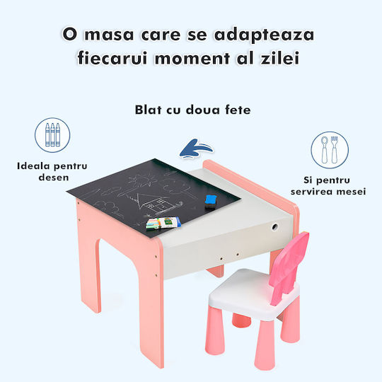 Set Masă cu Scaune pentru Copii pentru Desen Roz