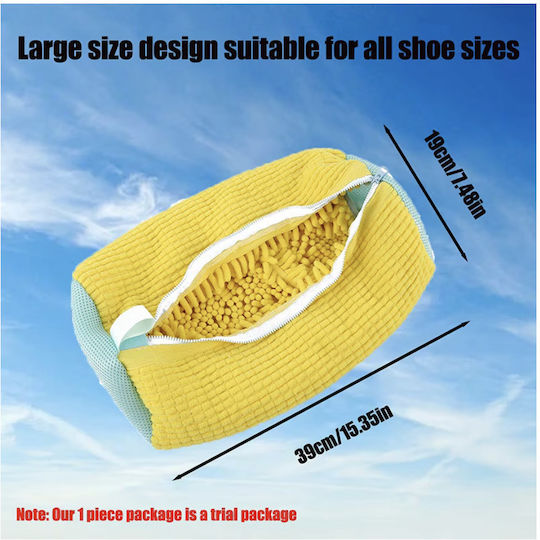 Set 2 Laundry Nets Microfiber Shoe Dryer Quandes Secure Closure Reusable Yellow 39cm*19cm