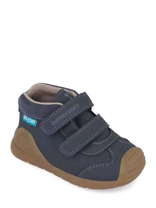 Anatomice Ghete Copii din Piele cu Velcro Albastru