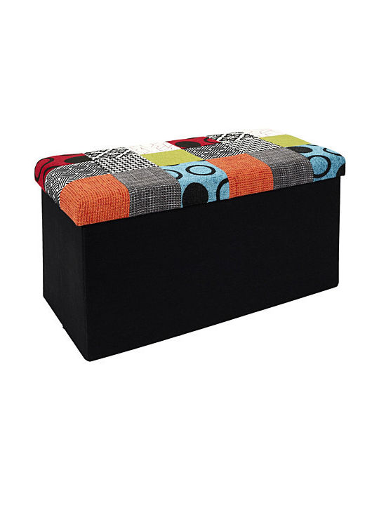 Klappbarer Bankhocker Mit Stauraum Bezogen Mit Stoff Mehrfarbige Patchwork 76x38x38cm