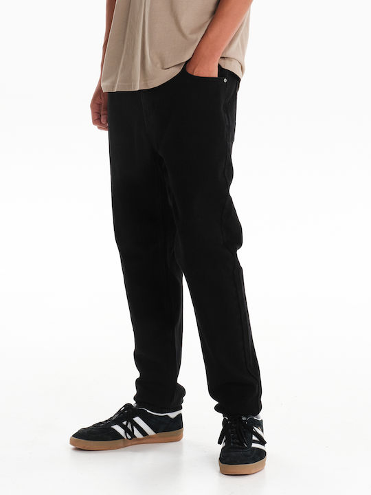 Ανδρικό Παντελόνι Τζιν Ελαστικό Regular Tapered Fit Μαύρο