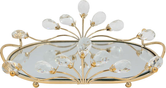 Keskor Metallic Oval Decorative Tray with Mirror 31x21x10cm