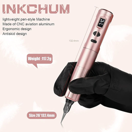 Set Micropigmentare Machiaj Permanent Sprâncene Buze Eyeliner Wireless 2 Baterii 900 mAh Ecran Oled Adaptor Rca Rose Gold