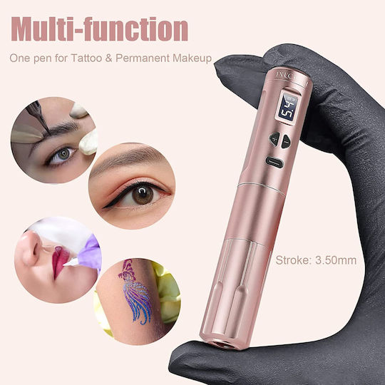 Set Micropigmentare Machiaj Permanent Sprâncene Buze Eyeliner Wireless 2 Baterii 900 mAh Ecran Oled Adaptor Rca Rose Gold