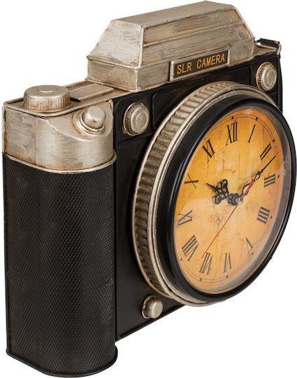 Out Blue Metallic Wall Key Hook Vintage Camera Shape 6 Hooks Clock 23x8.5x29cm 144379