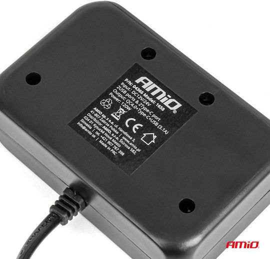 AMiO Φορτιστής Αυτοκινήτου 120W Γρήγορης Φόρτισης με Θύρες: 1xUSB 1xType-C 3xΑναπτήρα Μαύρο Χρώμα