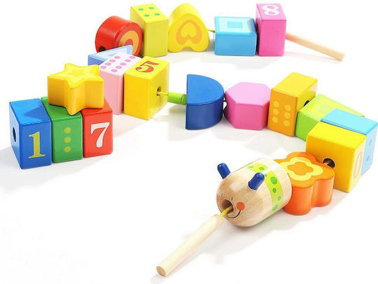 Top Bright Caterpillar Lacing Wooden Building Blocks For 1.5+ Years 20 Pieces