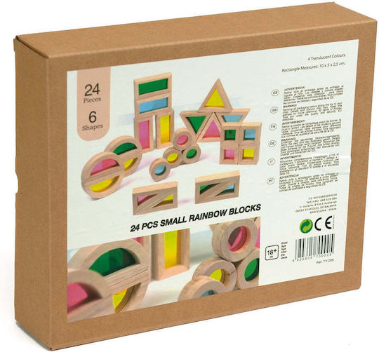 New Selection Base for Building Blocks Wooden Rainbow Blocks Wooden for 1.5+ Years 24 Pieces