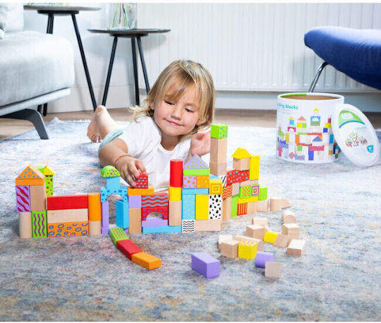 New Classic Toys Cuburi De Construit Fantasy Din Lemn Pentru 1.5+ Ani 100 Bucăți