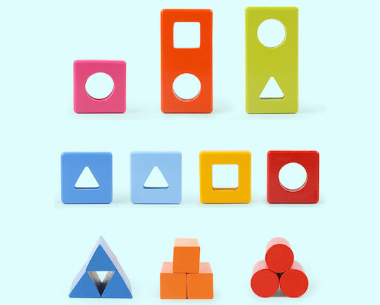 Top Bright Wooden Building Blocks for 3+ Years 30 Pieces