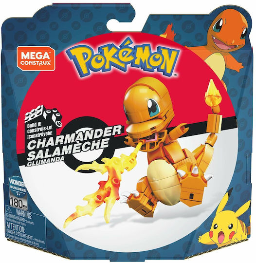 Mega Bloks Building Blocks Pokémon Medium Charmander Glumanda for 7+ Years 180 Pieces