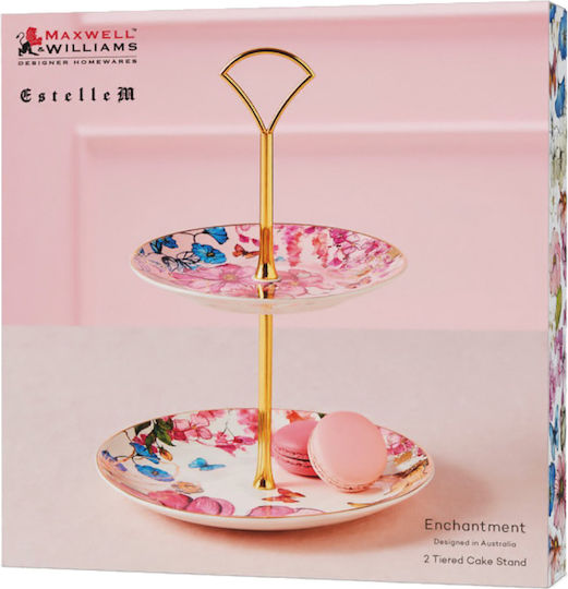 Maxwell & Williams Εταζέρα από Πορσελάνη Ροζ Ø25cm Π19xΜ25cm
