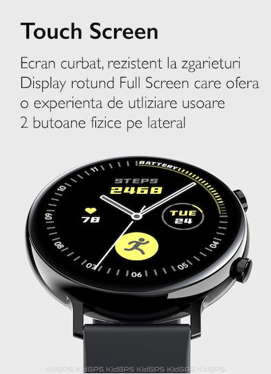 Colecția de Smartwatch-uri W33 Idealstore Ecran Tactil Ips Bluetooth Notificări Twitter Mesaje Facebook Skype Whatsapp Monitorizare Ritm Cardiac Ecg Pedometrul Distanță Calorii Ip 68 Negru