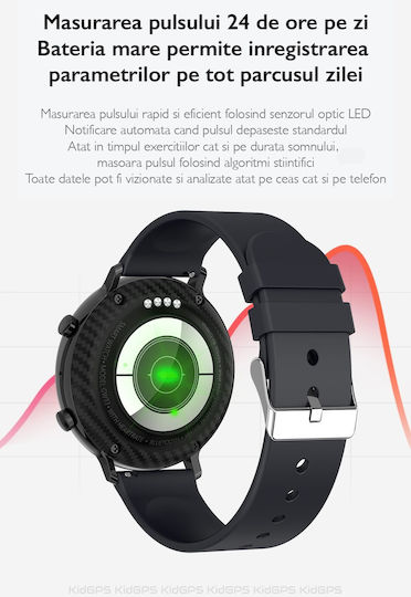Colecția de Smartwatch-uri W33 Idealstore Ecran Tactil Ips Bluetooth Notificări Twitter Mesaje Facebook Skype Whatsapp Monitorizare Ritm Cardiac Ecg Pedometrul Distanță Calorii Ip 68 Negru