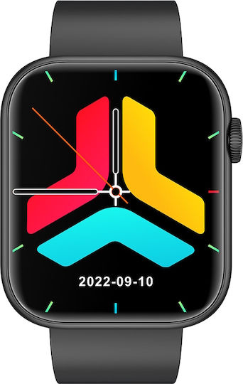 Smartwatch Idealstore Powerstyle Apple Via Bluetooth Integrated Speaker Microphone Voice Assistant Health Monitoring Pulse Oximeter Thermometer 100 Sports Modes App Notifications Black Color