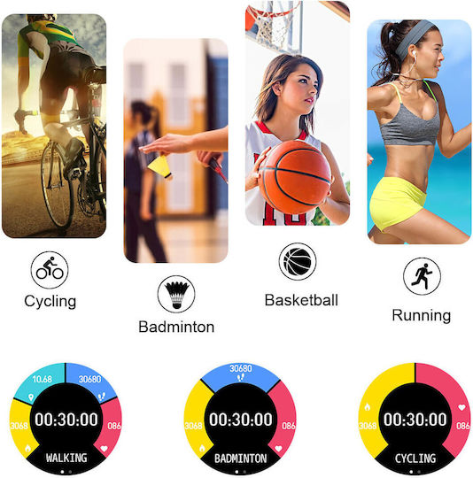 Smartwatch Colecția Diamond Suprem Idealstore Display 1.09 Inch Notificări Apel Mesaje Bluetooth Monitorizare Ritm Cardiac Somn Multi-sport Rezistent la Apă IP67 Alarmă Android-iOS Durată Lungă de Viață a Bateriei Ediția Metal Aur