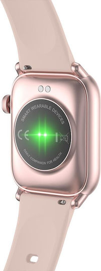 Ikeo+ Smartwatch Fitness Bracelet From Idealstore Metal Alloy Multisport Functions Blood Pressure Monitoring Oxygen Monitoring App Notifications Sleep Monitor Pedometer Ip68 Water Resistant Pink Color