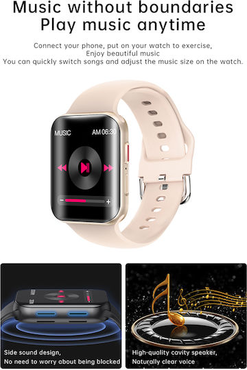 Smartwatch Pro Detail Idealstore Curved Screen 1.54 Inch Water Resistant Compatible Ios Android Voice Call Full Heart Rate Sleep Monitoring Sports Gold
