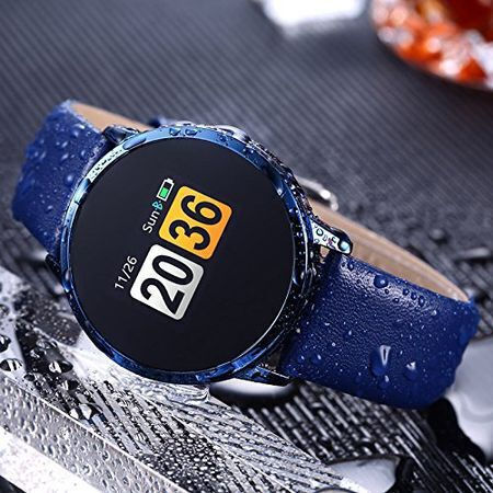 Brățară Fitness Smartwatch Quasar 8 Monitorizare Ritm Cardiac Pași Calorii Notificări Mesaje Rezistent la Apă IP67 Brățară din Piele Ecologică Albastră Culoare Albastră