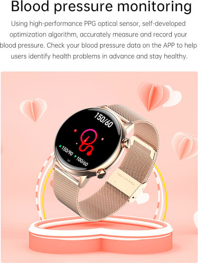 Live On Smartwatch Idealstore 1.1 Inch Hd Amoled Screen Bluetooth Call Message Notifications Nfc Heart Rate Sleep Monitoring Voice Assistant Built-in Speaker Microphone Ip68 Alarm Android-ios Long Battery Metal Gold Edition