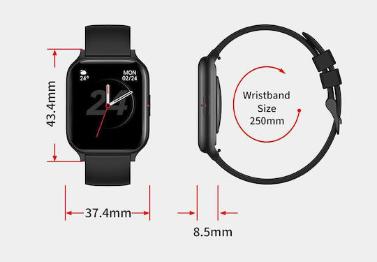 Zerofit Smartwatch Ultra Slim 1.7" Monitorizare Ritm Cardiac Tensiune Arterială 24/7 Notificări Apeluri Mesaje Multi-sport Durată Mare a Bateriei Rezistent la Apă Argintiu Verde