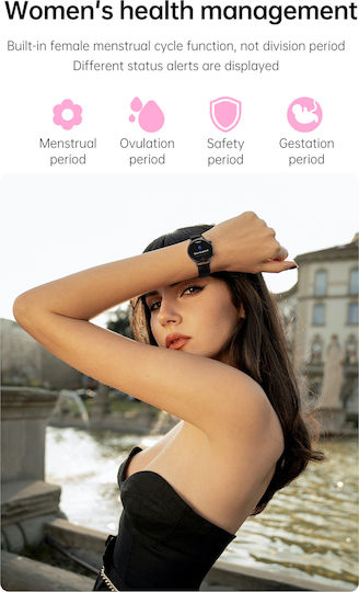Live On Smartwatch Idealstore 1.1 Inch Hd Amoled Screen Bluetooth Call Message Notifications Nfc Heart Rate Sleep Monitoring Voice Assistant Built-in Speaker Microphone Ip68 Alarm Android-ios Long Battery Metal Gold Edition