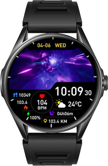Delta Pro Smartwatch Idealstore 1.43" Amoled Touch Screen Android iOS Speaker Bluetooth Call Alarm Weather Voice Assistant Fitness Tracker Women's Function Heart Rate Monitor Blood Pressure Monitor SpO2 Oximeter Multi-Sport Black