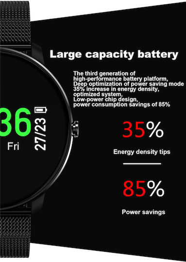 Concept FIT 007 Smartwatch Din Oțel Inoxidabil Cu Monitor De Ritm Cardiac (Gri - Large)