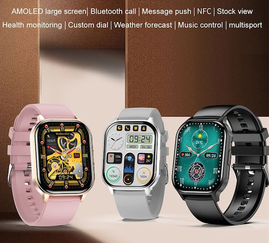 Xiawatch Smartwatch Idealstore Ecran Amoled HD Apelare Bluetooth NFC Asistent Vocal Monitorizare Sănătate Aplicație Piața de Acțiuni Test de Respirație Stres Respingere Apel Mod Multi-sport Silicon Roz