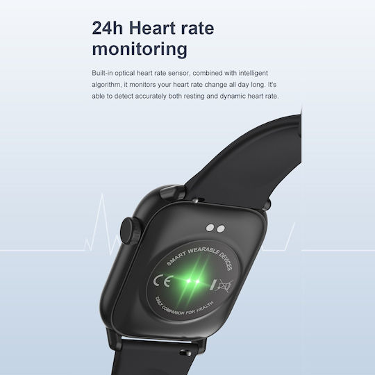 Brățară Fitness Smartwatch Idealstore Ikeo+ Fabricată din Aliaj Metalic Funcții Multisport Monitorizare Tensiune Arterială Monitorizare Oxigen Notificări Aplicații Monitorizare Somn Pedometră Rezistent la Apă Ip68 Culoare Neagră