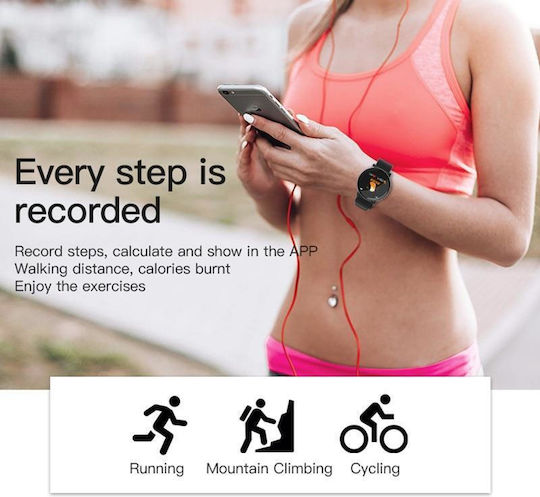 Smartwatch Fitness Bracelet 2in1 Bestproof Extra 8 Step Distance Monitoring Heart Rate Detection Anti-lost Function Weather Display Call Text Notifications Ip67 Waterproof Metallic Black