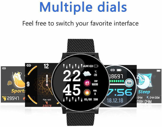 Smartwatch Fitness Bracelet 2in1 Bestproof Extra 8 Step Distance Monitoring Heart Rate Detection Anti-lost Function Weather Display Call Text Notifications Ip67 Waterproof Metallic Black