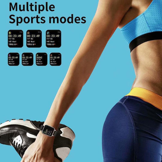 Smartwatch Qwath Idealstore Funcție Apeluri Primite Monitorizare Somn Monitorizare Ritm Cardiac Monitor Tensiune Arterială Tracker Fitness Ecran TFT de 1,54 Inch Rezistent la Apă IP67 Compatibil iOS Android Silicon Negru