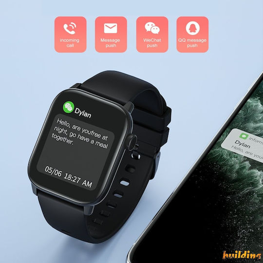 Brățară Fitness Smartwatch Idealstore Ikeo+ Fabricată din Aliaj Metalic Funcții Multisport Monitorizare Tensiune Arterială Monitorizare Oxigen Notificări Aplicații Monitorizare Somn Pedometră Rezistent la Apă Ip68 Culoare Neagră