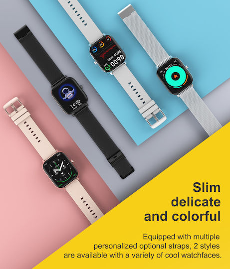 Prince Collection Smartwatch Idealstore 1,96 Zoll Touchscreen Bluetooth-Anruf Nachrichtenbenachrichtigungen Herzfrequenz Schlafüberwachung Multisport Eingebauter Lautsprecher Mikrofon IP67 Alarm Android-iOS Lange Akkulaufzeit Schwarze Edition