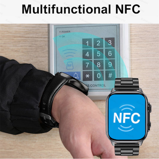 Smartwatch Idealstore Tessla 11 Pro Display Amoled Apelare Bluetooth Difuzor Microfon Monitorizare Somn Sport NFC Asistent Vocal Monitorizare Sănătate Aplicații Bursiere Prognoza Meteo Notificări Facebook Whatsapp Instagram Culoare Neagră