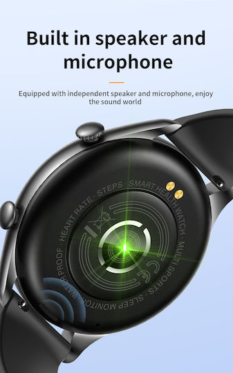 Smartwatch Tirana Fashion Idealstore Ecran Tactil Complet IPS Monitorizare Ritm Cardiac Monitorizare Tensiune Arterială Monitorizare Saturație Oxigen Somn Vreme Multi-sport Notificări Apeluri SMS Social Media IP67 Baterie de Lungă Durată Ediție Neagră