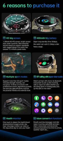 Discoverwatch Smartwatch Idealstore 1.43 Inch Hd Amoled Display Call Answering Function Built-in Speaker Microphone Facebook Whatsapp Instagram Notifications Ai Voice Blood Pressure Stopwatch Pedometer Green