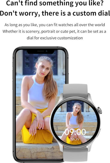 Smartwatch New Style Collection Idealstore 1.43 Inch HD AMOLED Display Bluetooth Call Message Reception NFC Heart Rate Sleep Monitoring Voice Assistant Built-In Speaker Microphone IP67 Android-iOS Long Battery Silver Metal